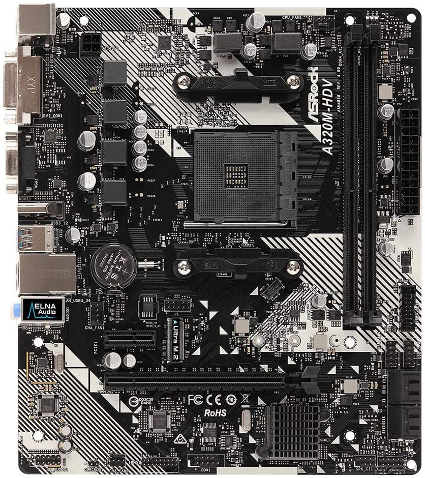 ASROCK A320M-HDV R4.0 MOTHERBOARD 5 71EXL1PByOL. AC SL1200