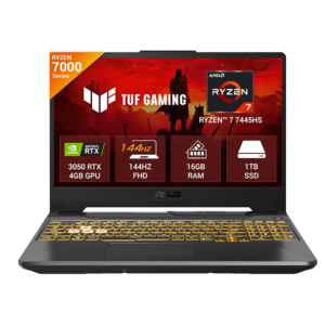 ASUS TUF GAMING A15 (RYZEN 7 7445HS/16GB/1TB SSD/W11/MSO24/4GB RTX3050/15.6") (FA506NCG-HN251WS) BLACK LAPTOP