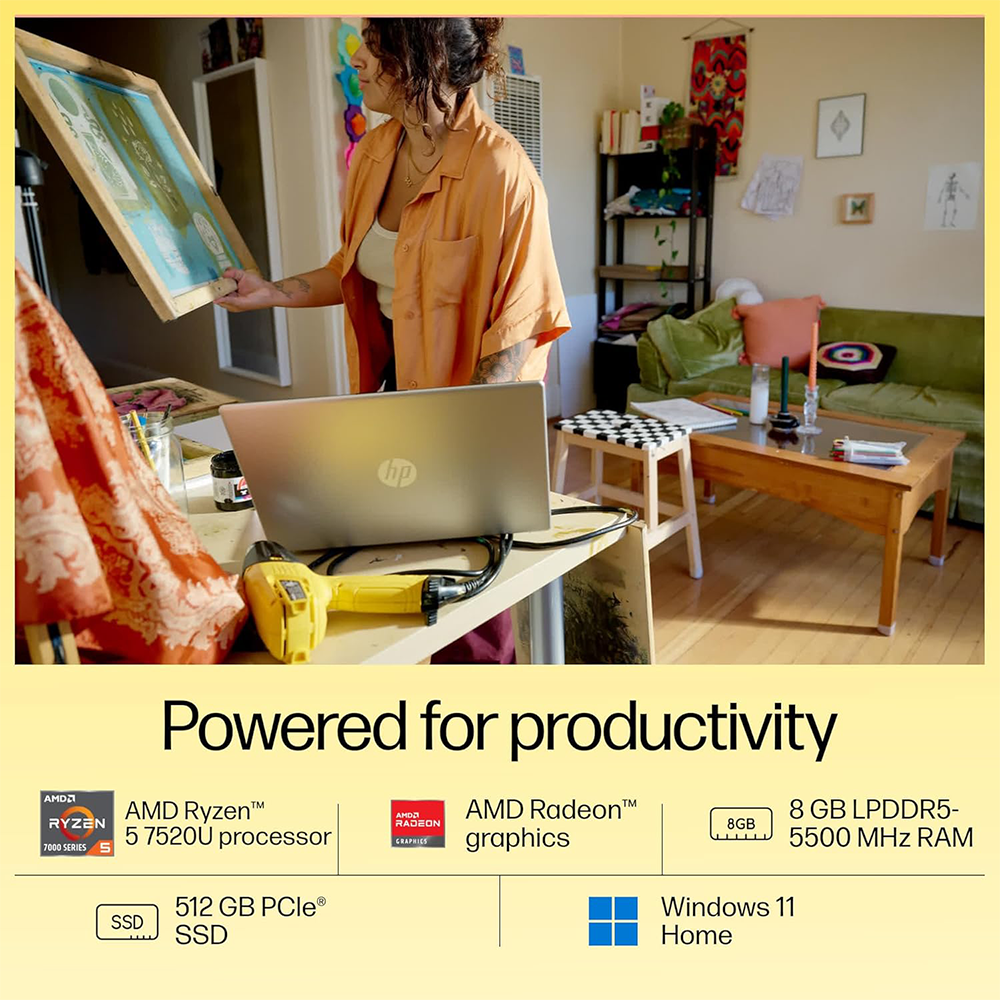 HP 15 (RYZEN 5 7520U/8GB/512 SSD/W11/MSO/15.6") (FC0155AU-9D3M9PA) LAPTOP 5 5 19