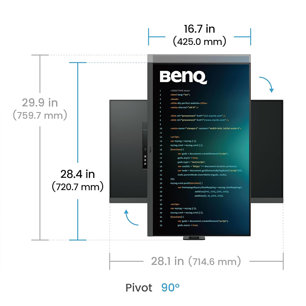 BENQ RD320UA 31.5” 4K ERGO-ARM IPS BLACK PROGRAMMING MONITOR 5 5 7
