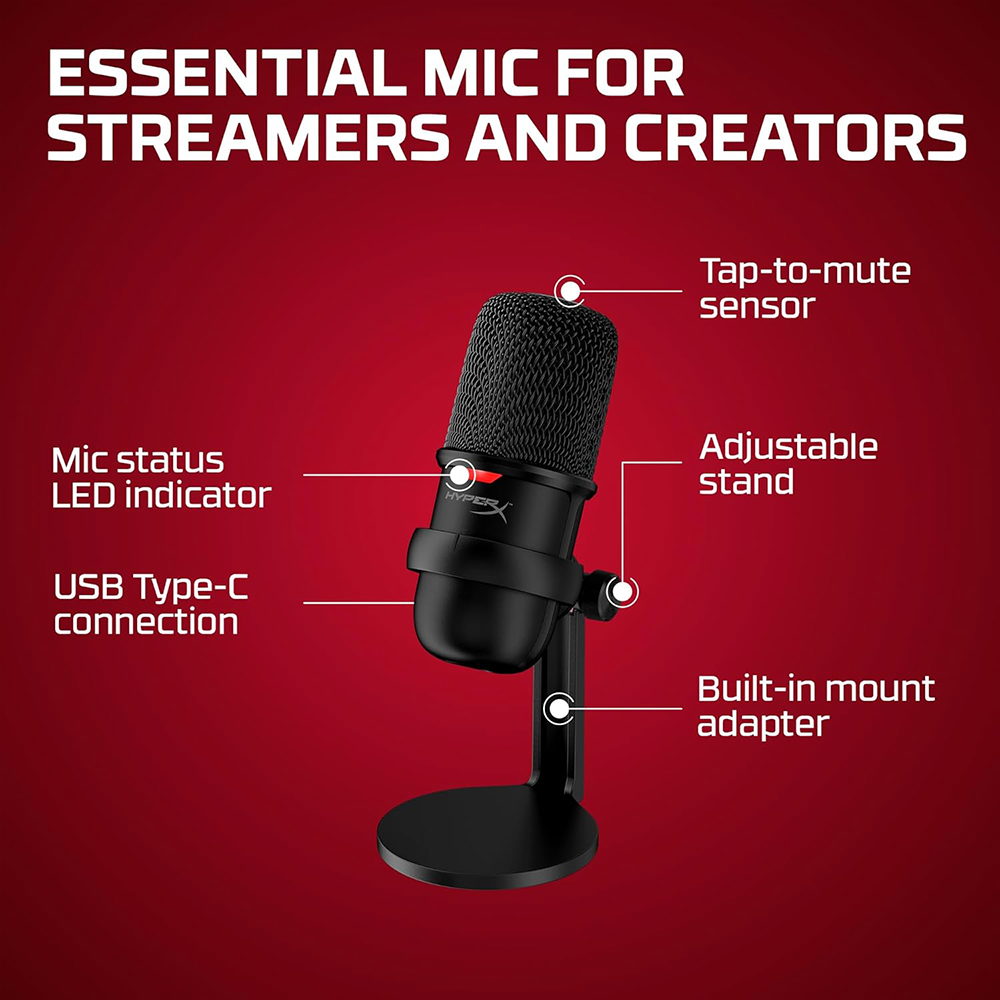 HYPERX SOLOCAST-USB CONDENSER GAMING UNIDIRECTIONAL MICROPHONE (4P5P8AA) 4 3 14