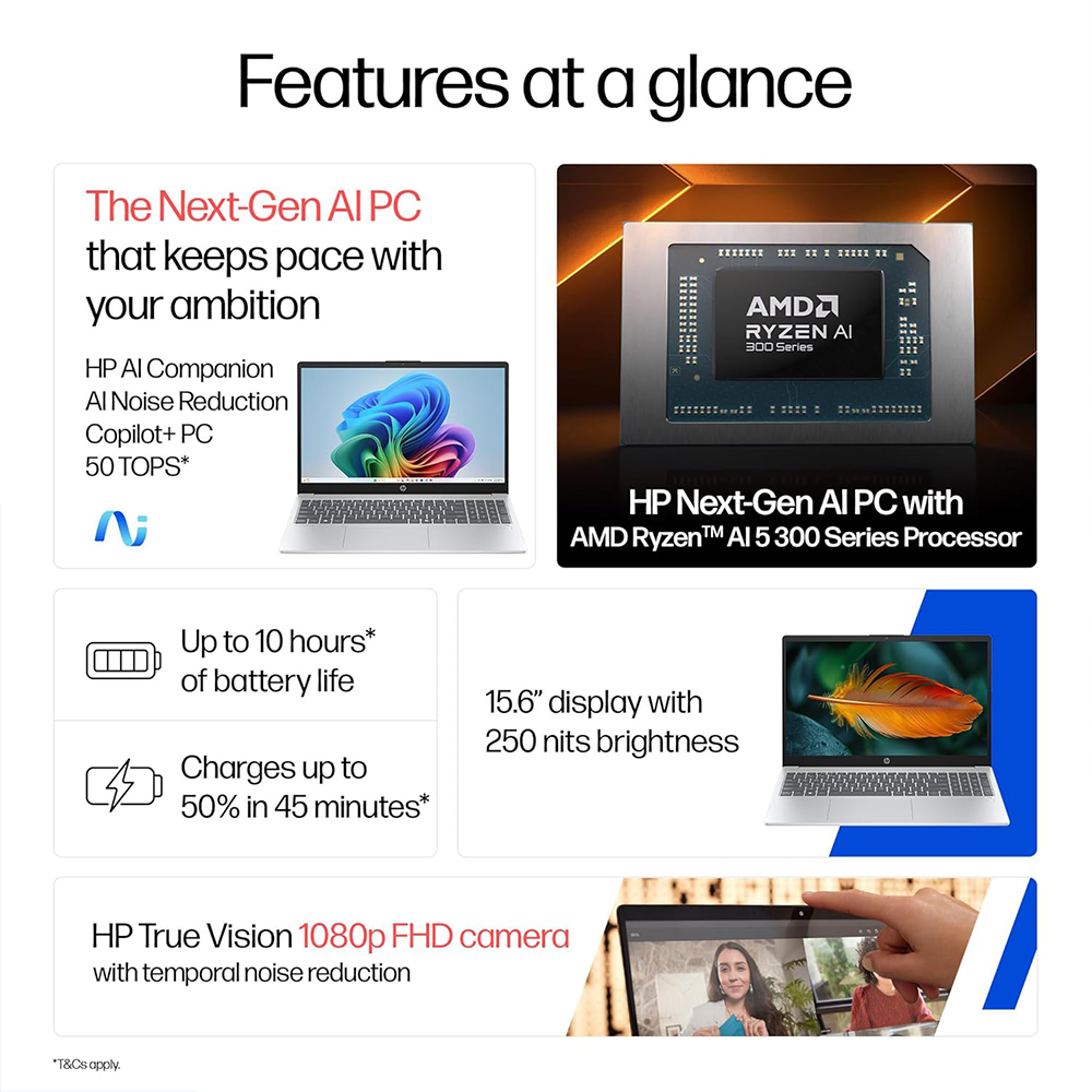 HP OMNIBOOK 3 (RYZEN AI 5 340/16GB/512 SSD/W11/MSO24/15.6") (FN0007AU-BL1W8PA) LAPTOP 5 HP OMNIBOOK 3 (RYZEN AI 5 340/16GB/512 SSD/W11/MSO24/15.6") (FN0007AU-BL1W8PA) LAPTOP