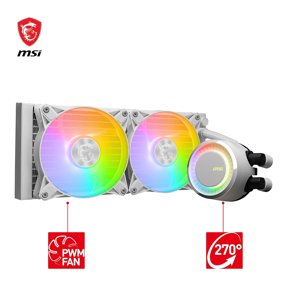 MSI MAG CORELIQUID E240 ARGB 240MM CPU LIQUID COOLER (WHITE) 2 MSI MAG CORELIQUID E240 ARGB 240MM CPU LIQUID COOLER (WHITE)