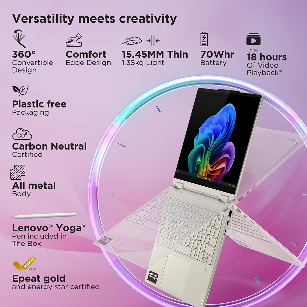 LENOVO YOGA 7 2-IN-1 GEN 10 (RYZEN AI 7 350/32GB/1TB SSD/W11/MSO24/14"/TOUCH) (83JR009EIN) LAPTOP 8 LENOVO YOGA 7 2-IN-1 GEN 10 (RYZEN AI 7 350/32GB/1TB SSD/W11/MSO24/14"/TOUCH) (83JR009EIN) LAPTOP