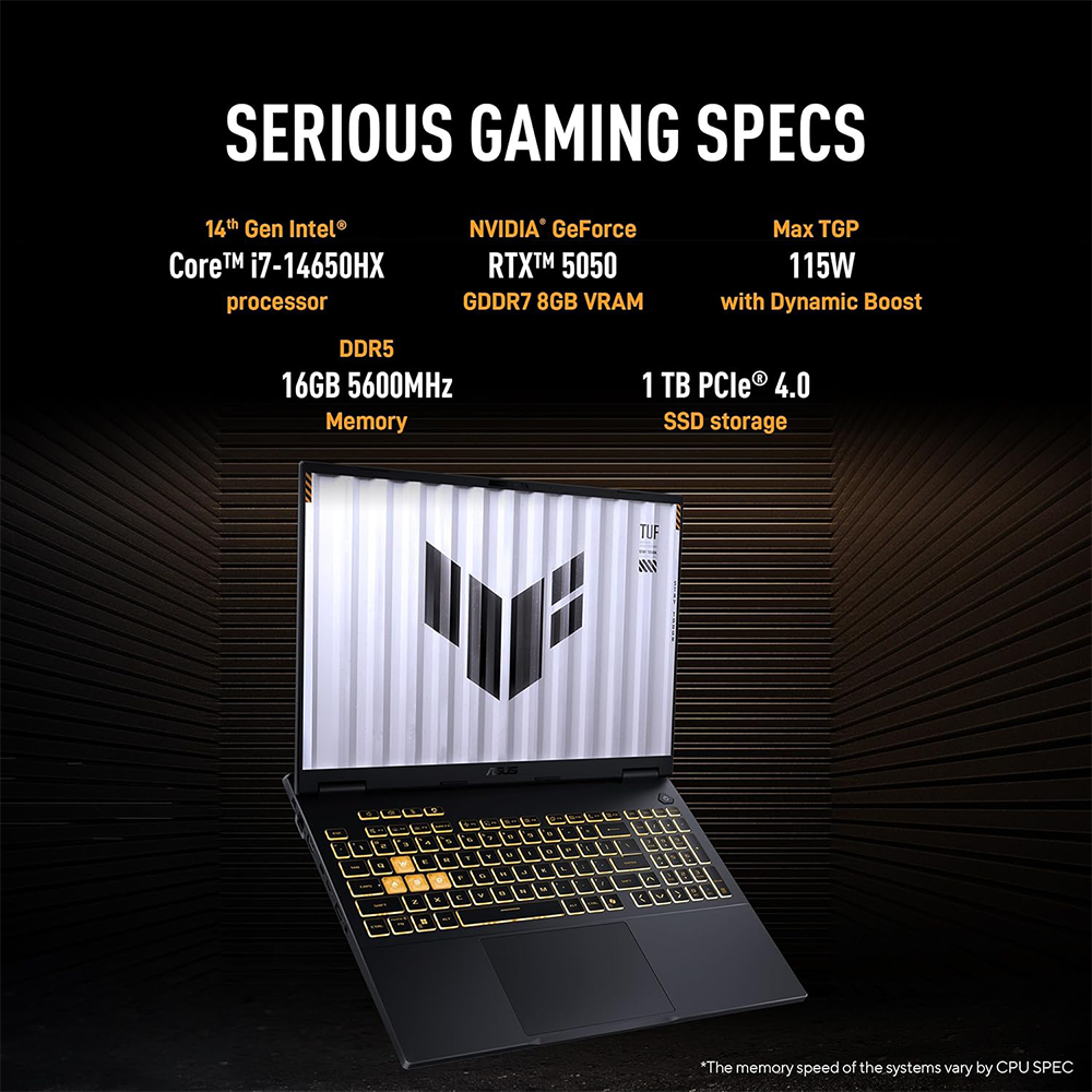 ASUS TUF GAMING F16 (CORE I7-14650HX/16GB/1TB SSD/W11/MSO24/ 8GB RTX5050/16") (FX608JHR-RV135WS) GRAY LAPTOP 2 ASUS TUF GAMING F16 (CORE I7-14650HX/16GB/1TB SSD/W11/MSO24/ 8GB RTX5050/16") (FX608JHR-RV135WS) GRAY LAPTOP