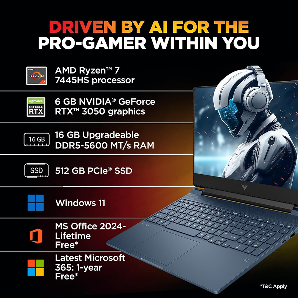 HP VICTUS (RYZEN 7 7445HS/16GB/512 SSD/W11/MSO24/ 6 RTX3050/15.6") (FB3120AX-BT6E1PA) LAPTOP 5 HP VICTUS (RYZEN 7 7445HS/16GB/512 SSD/W11/MSO24/ 6 RTX3050/15.6") (FB3120AX-BT6E1PA) LAPTOP