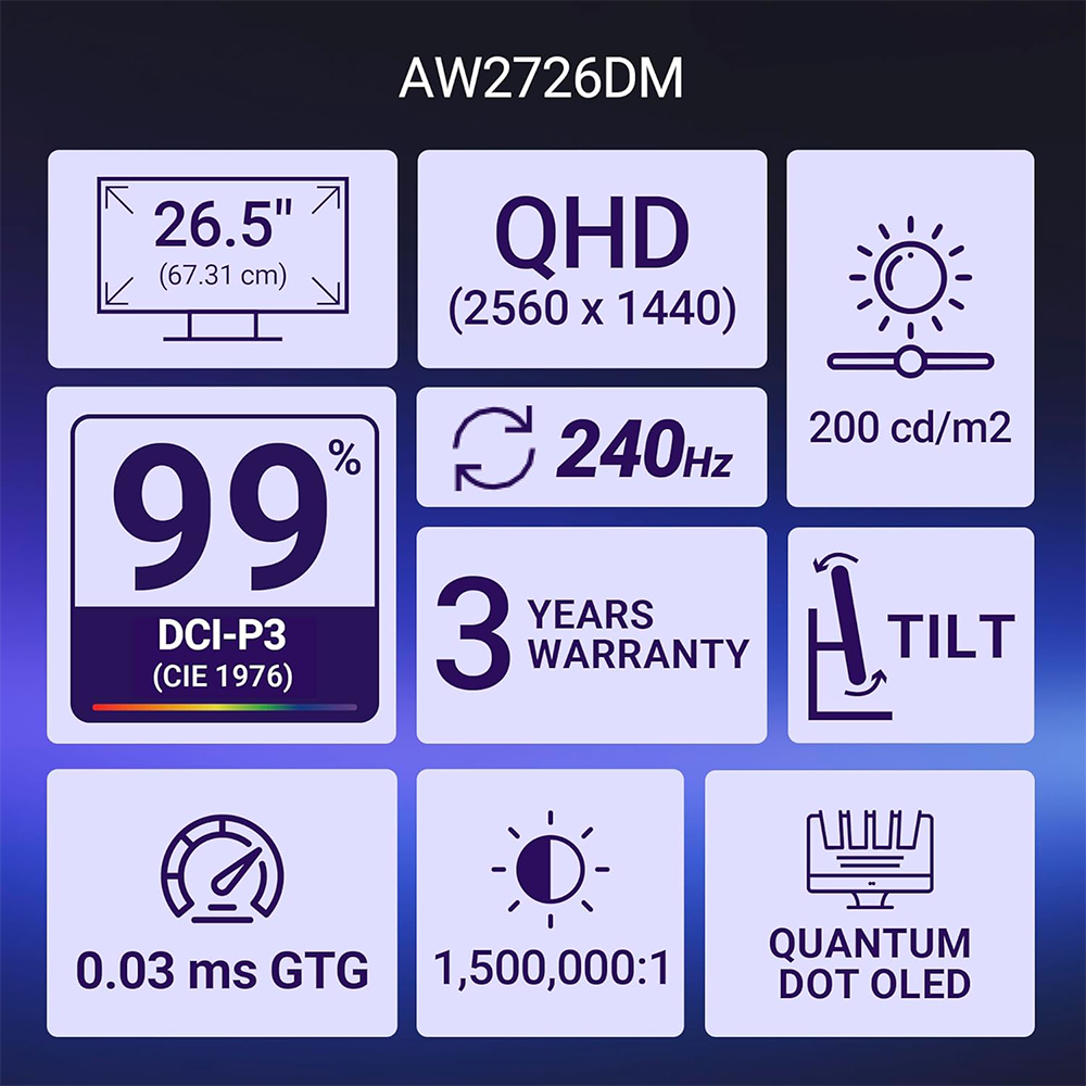 DELL ALIENWARE 27 INCH AW2726DM QD OLED GAMING MONITOR 6 DELL ALIENWARE 27 INCH AW2726DM QD OLED GAMING MONITOR