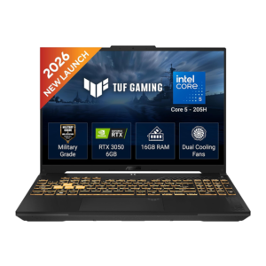 ASUS TUF GAMING F16 (CORE 5 205H/16GB/512 SSD/W11/MSO24/ 6 RTX3050/16"/BLIT) (FX607VJR-TU325WS) BLACK LAPTOP