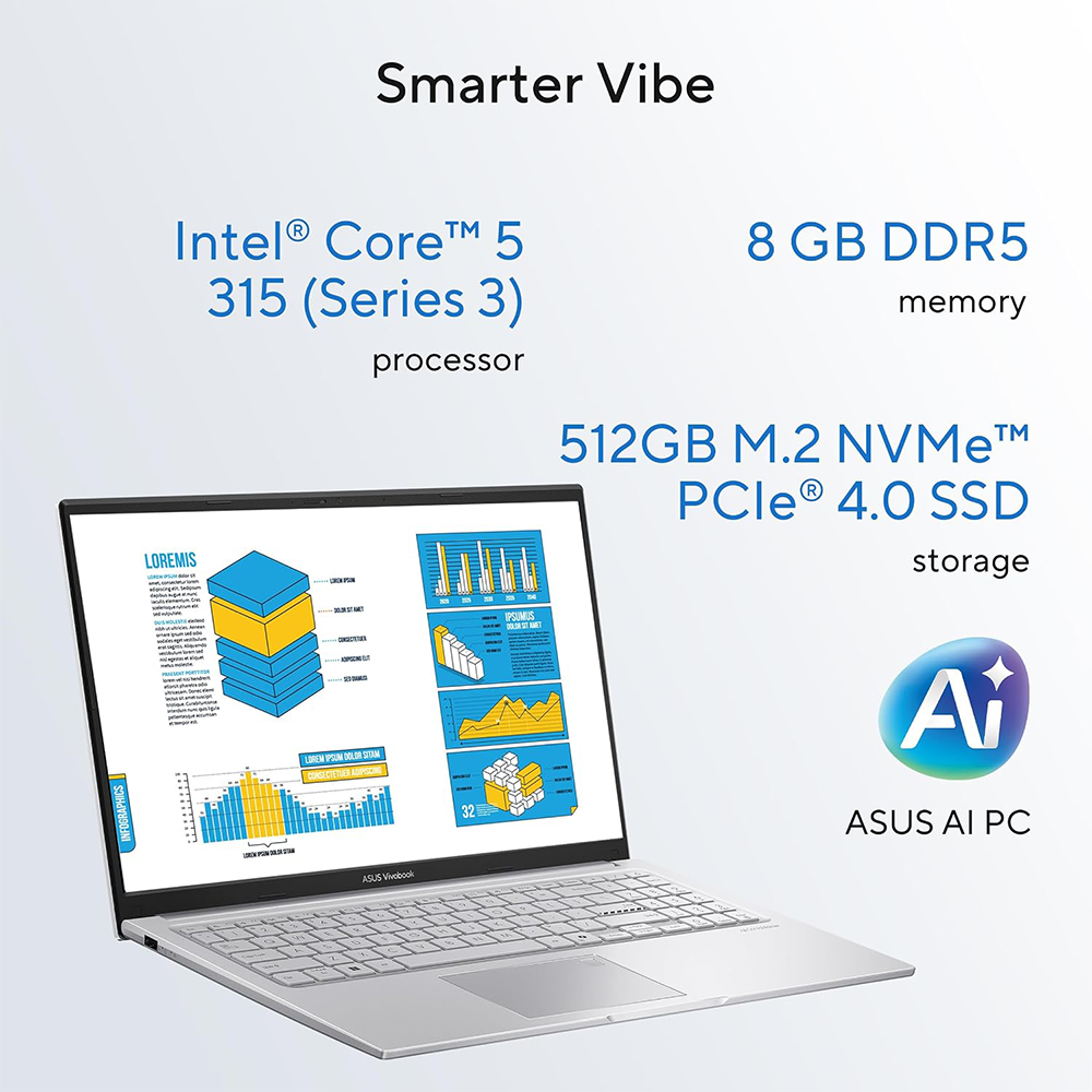 ASUS VIVOBOOK 15 (CORE 5 315/8GB/512 SSD/W11/MSO24/15.6") (X1504MA-BQ832WS) SILVER LAPTOP 2 ASUS VIVOBOOK 15 (CORE 5 315/8GB/512 SSD/W11/MSO24/15.6") (X1504MA-BQ832WS) SILVER LAPTOP