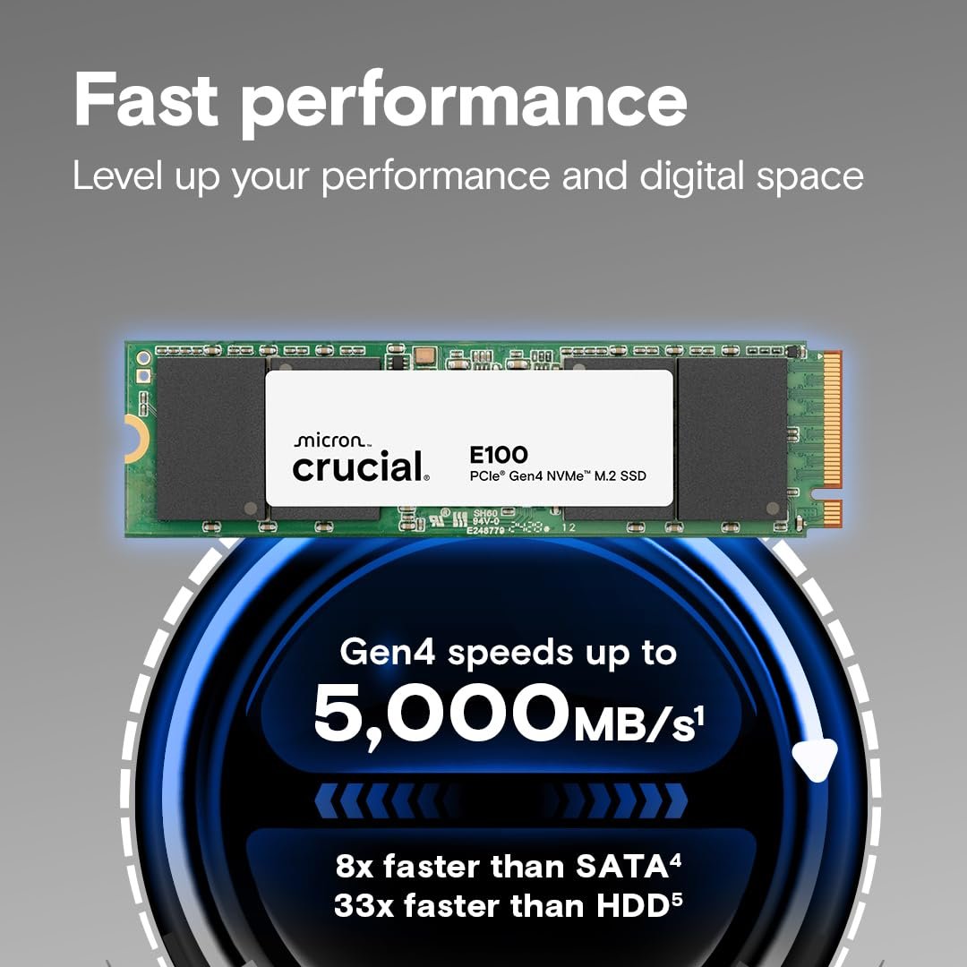 CRUCIAL E100 SSD 1TB M.2 NVME INTERNAL SSD 2 CRUCIAL E100 SSD 1TB M.2 NVME INTERNAL SSD