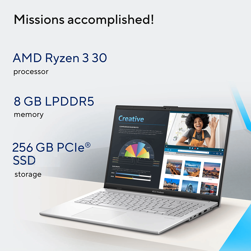 ASUS VIVOBOOK GO 15 (RYZEN 3 30/8GB/256 SSD/W11/MSO24/15.6") (E1504FA-BQ5489WS) SILVER LAPTOP 2 ASUS VIVOBOOK GO 15 (RYZEN 3 30/8GB/256 SSD/W11/MSO24/15.6") (E1504FA-BQ5489WS) SILVER LAPTOP