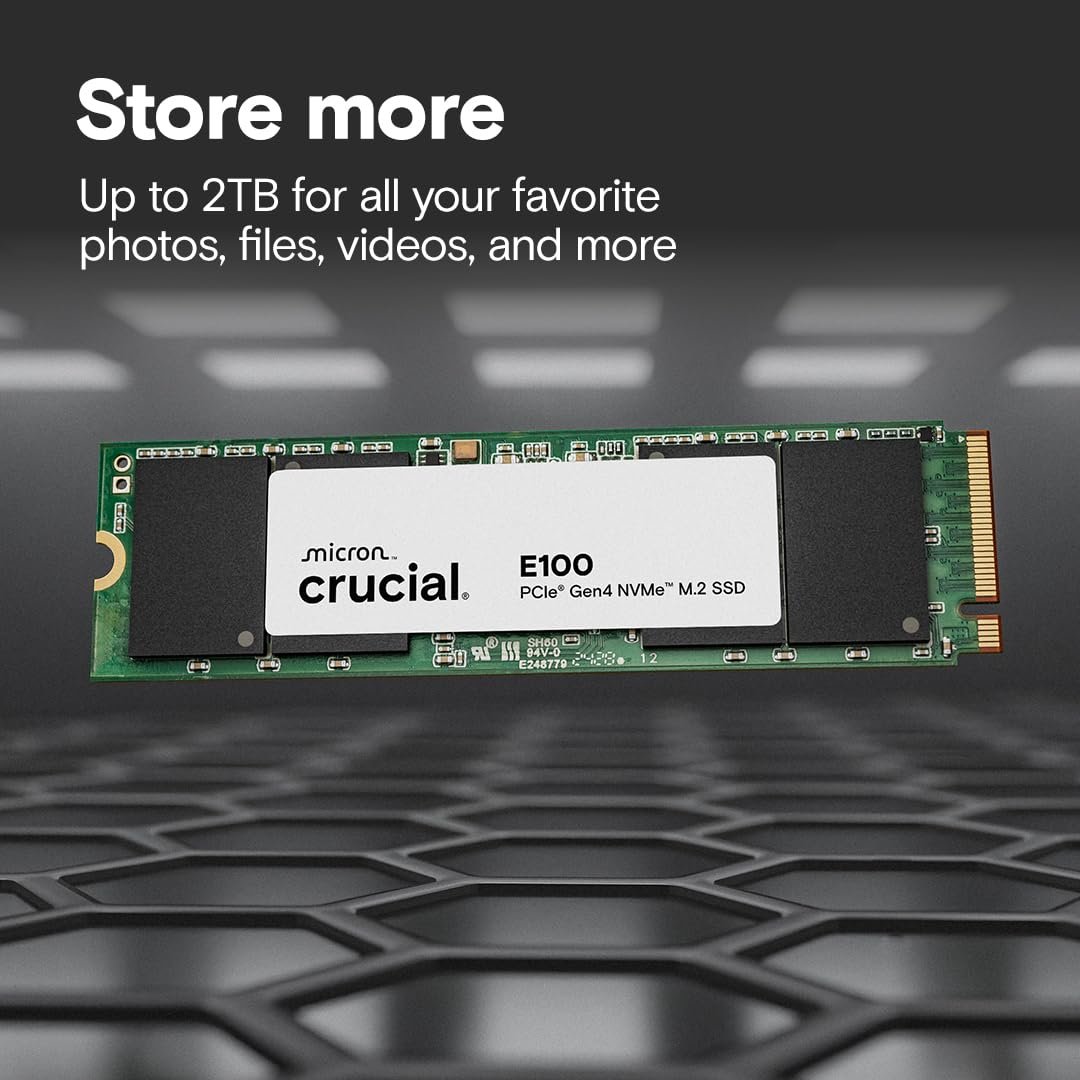 CRUCIAL E100 SSD 1TB M.2 NVME INTERNAL SSD 3 CRUCIAL E100 SSD 1TB M.2 NVME INTERNAL SSD