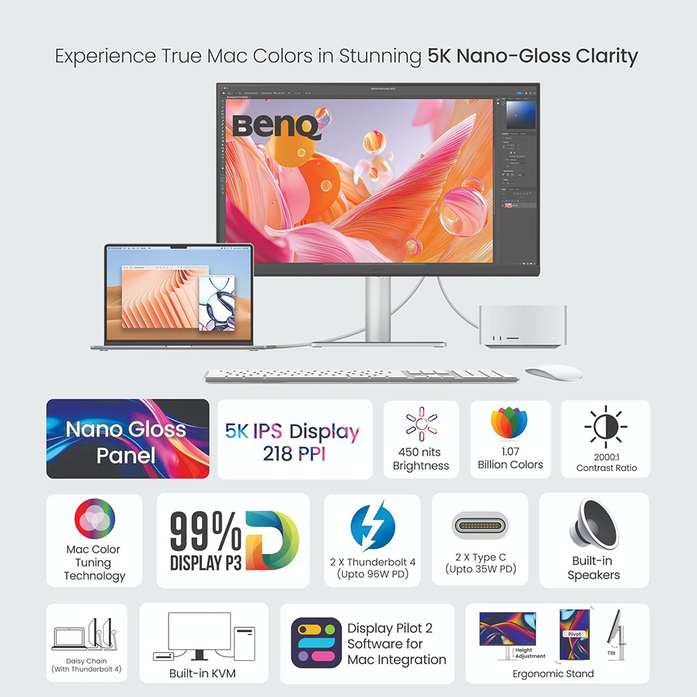 BENQ MA270S (SMARTCHOICE) 27” 5K 5120X2880 NANO GLOSS MONITOR FOR MAC 3 BENQ MA270S (SMARTCHOICE) 27” 5K 5120X2880 NANO GLOSS MONITOR FOR MAC