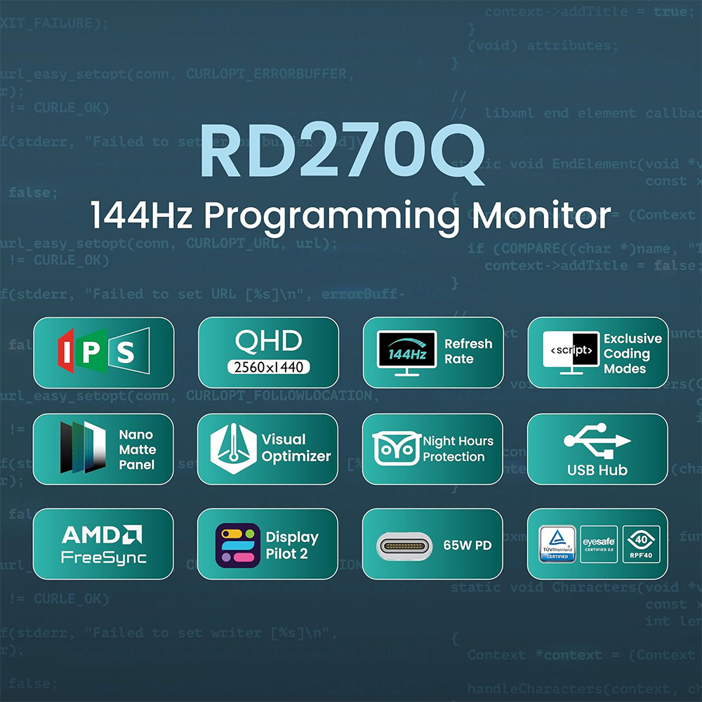 BENQ RD270Q 27" (68.58 CM) 2K 144HZ IPS QHD 2560X1440 PROGRAMMING MONITOR 5 BENQ RD270Q 27" (68.58 CM) 2K 144HZ IPS QHD 2560X1440 PROGRAMMING MONITOR